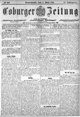 Coburger Zeitung Samstag 4. Mai 1912