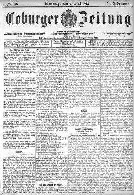 Coburger Zeitung Dienstag 7. Mai 1912