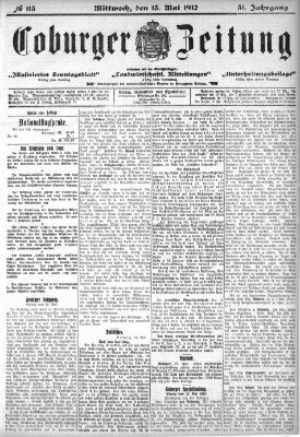 Coburger Zeitung Mittwoch 15. Mai 1912