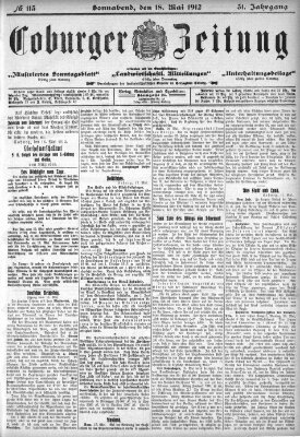 Coburger Zeitung Samstag 18. Mai 1912