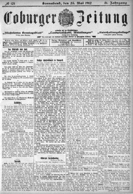 Coburger Zeitung Samstag 25. Mai 1912