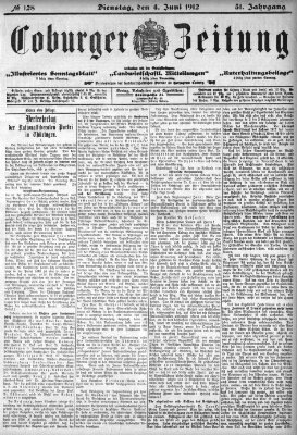 Coburger Zeitung Dienstag 4. Juni 1912