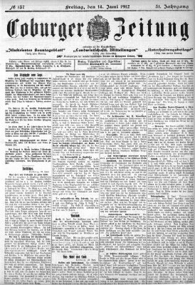 Coburger Zeitung Freitag 14. Juni 1912