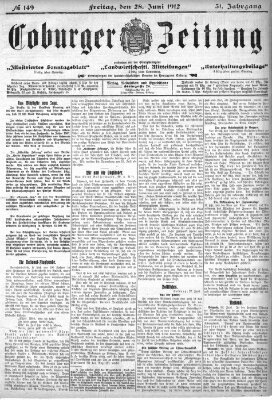 Coburger Zeitung Freitag 28. Juni 1912