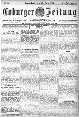 Coburger Zeitung Samstag 29. Juni 1912