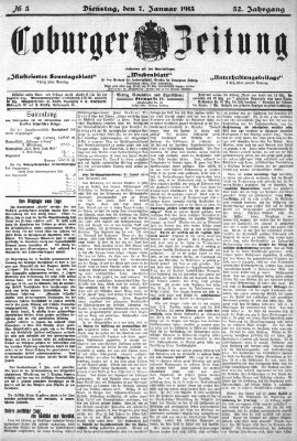 Coburger Zeitung Dienstag 7. Januar 1913