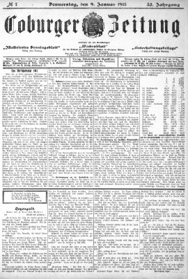 Coburger Zeitung Donnerstag 9. Januar 1913