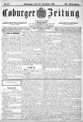 Coburger Zeitung Sonntag 12. Januar 1913