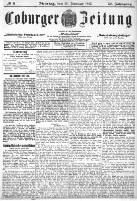 Coburger Zeitung Dienstag 14. Januar 1913