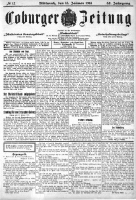 Coburger Zeitung Mittwoch 15. Januar 1913