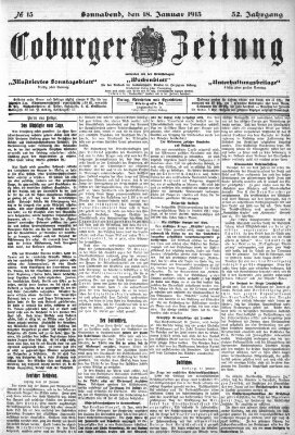 Coburger Zeitung Samstag 18. Januar 1913