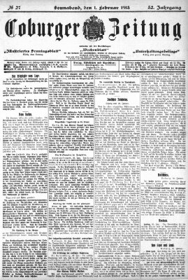 Coburger Zeitung Samstag 1. Februar 1913