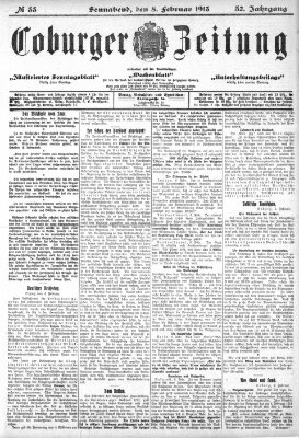 Coburger Zeitung Samstag 8. Februar 1913