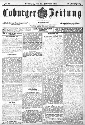 Coburger Zeitung Sonntag 16. Februar 1913