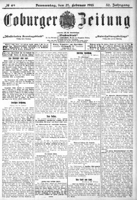 Coburger Zeitung Donnerstag 27. Februar 1913