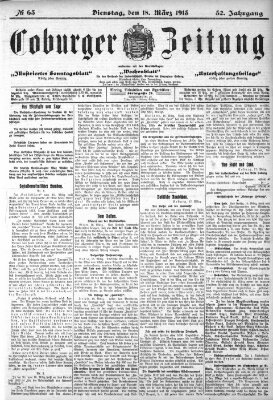 Coburger Zeitung Dienstag 18. März 1913