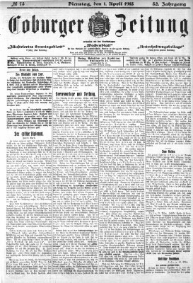 Coburger Zeitung Dienstag 1. April 1913