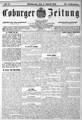 Coburger Zeitung Mittwoch 2. April 1913