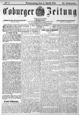 Coburger Zeitung Donnerstag 3. April 1913