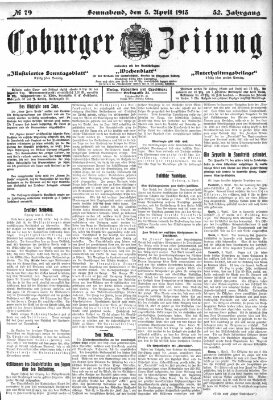 Coburger Zeitung Samstag 5. April 1913