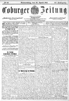 Coburger Zeitung Donnerstag 10. April 1913