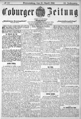 Coburger Zeitung Donnerstag 17. April 1913