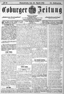 Coburger Zeitung Samstag 26. April 1913