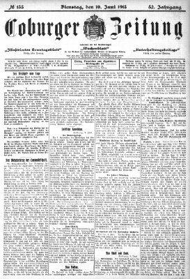 Coburger Zeitung Dienstag 10. Juni 1913