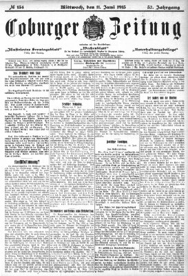 Coburger Zeitung Mittwoch 11. Juni 1913