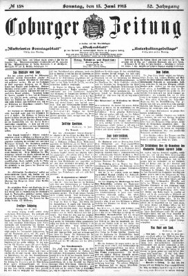 Coburger Zeitung Sonntag 15. Juni 1913