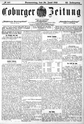 Coburger Zeitung Donnerstag 26. Juni 1913