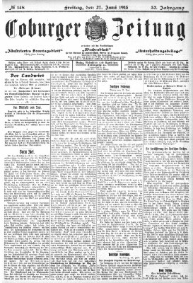 Coburger Zeitung Freitag 27. Juni 1913