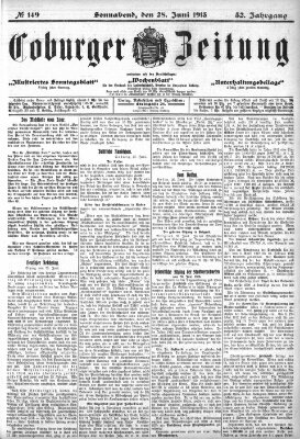 Coburger Zeitung Samstag 28. Juni 1913