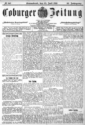 Coburger Zeitung Samstag 19. Juli 1913