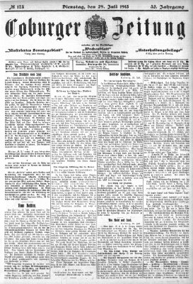 Coburger Zeitung Dienstag 29. Juli 1913