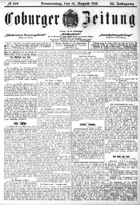 Coburger Zeitung Donnerstag 14. August 1913