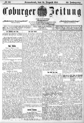 Coburger Zeitung Samstag 16. August 1913