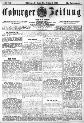 Coburger Zeitung Mittwoch 20. August 1913