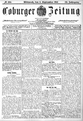 Coburger Zeitung Mittwoch 3. September 1913