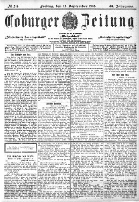 Coburger Zeitung Freitag 12. September 1913