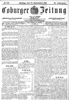 Coburger Zeitung Freitag 19. September 1913