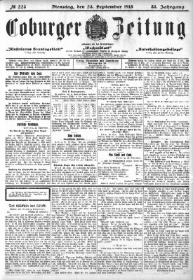 Coburger Zeitung Dienstag 23. September 1913