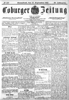 Coburger Zeitung Samstag 27. September 1913