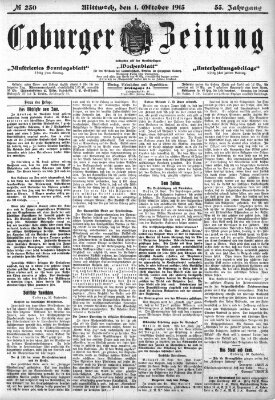 Coburger Zeitung Mittwoch 1. Oktober 1913