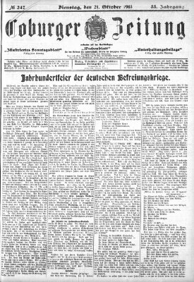 Coburger Zeitung Dienstag 21. Oktober 1913