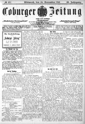 Coburger Zeitung Mittwoch 26. November 1913