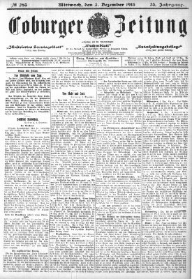 Coburger Zeitung Mittwoch 3. Dezember 1913