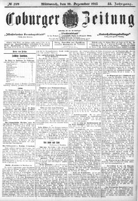 Coburger Zeitung Mittwoch 10. Dezember 1913