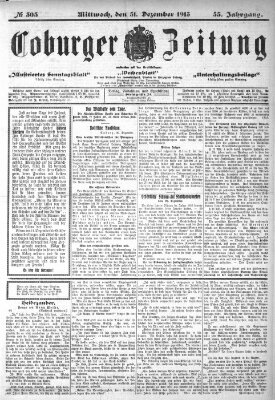 Coburger Zeitung Mittwoch 31. Dezember 1913