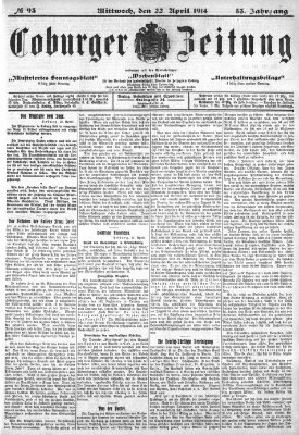 Coburger Zeitung Mittwoch 22. April 1914